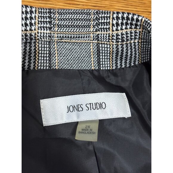 Jones Studio Womens Blazer Jacket Plus Sz 2X Glen Check Open Front NWT $80 - Picture 4 of 8